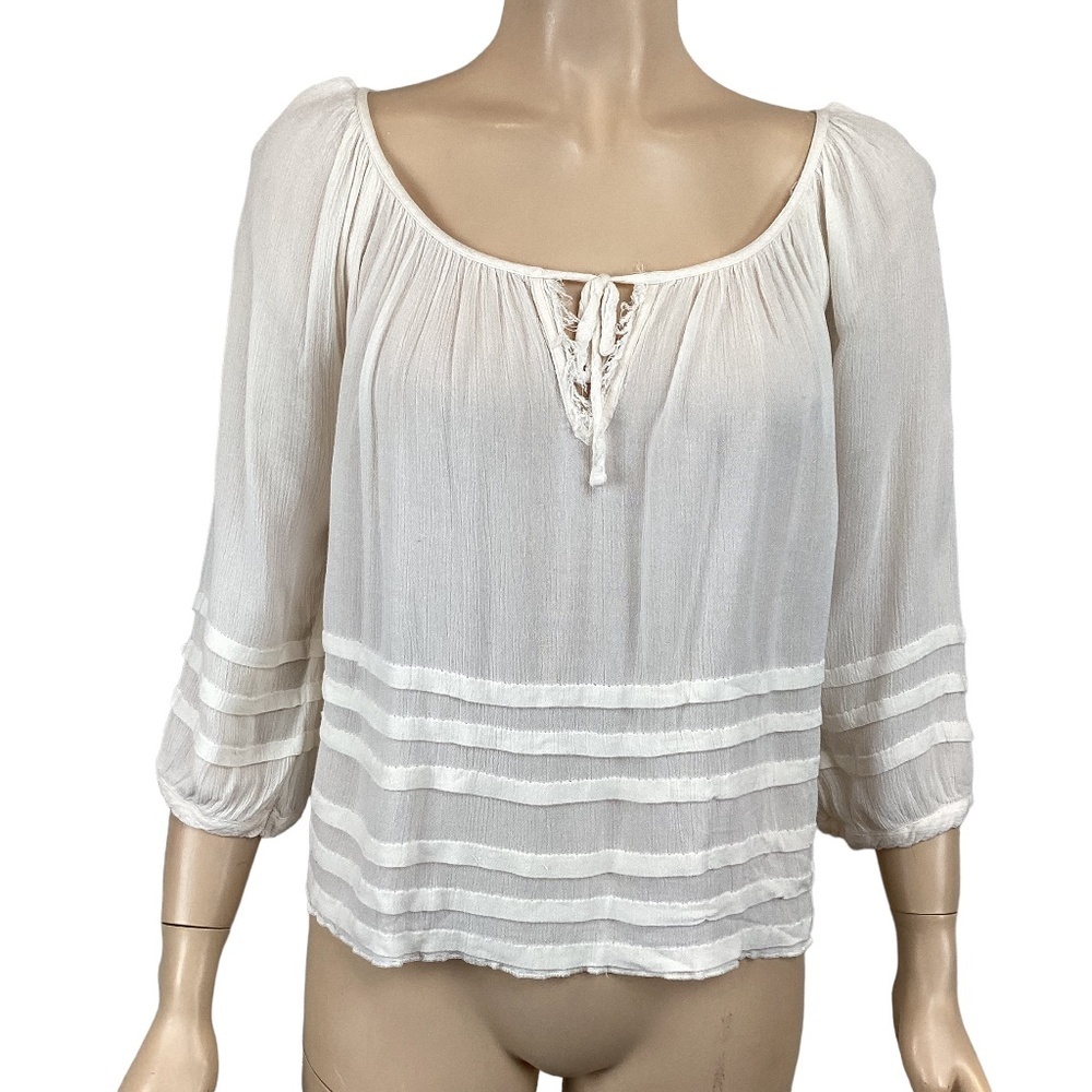 Abercrombie & Fitch ivory peasant sleeve blouse top size‎ XS Xsmall